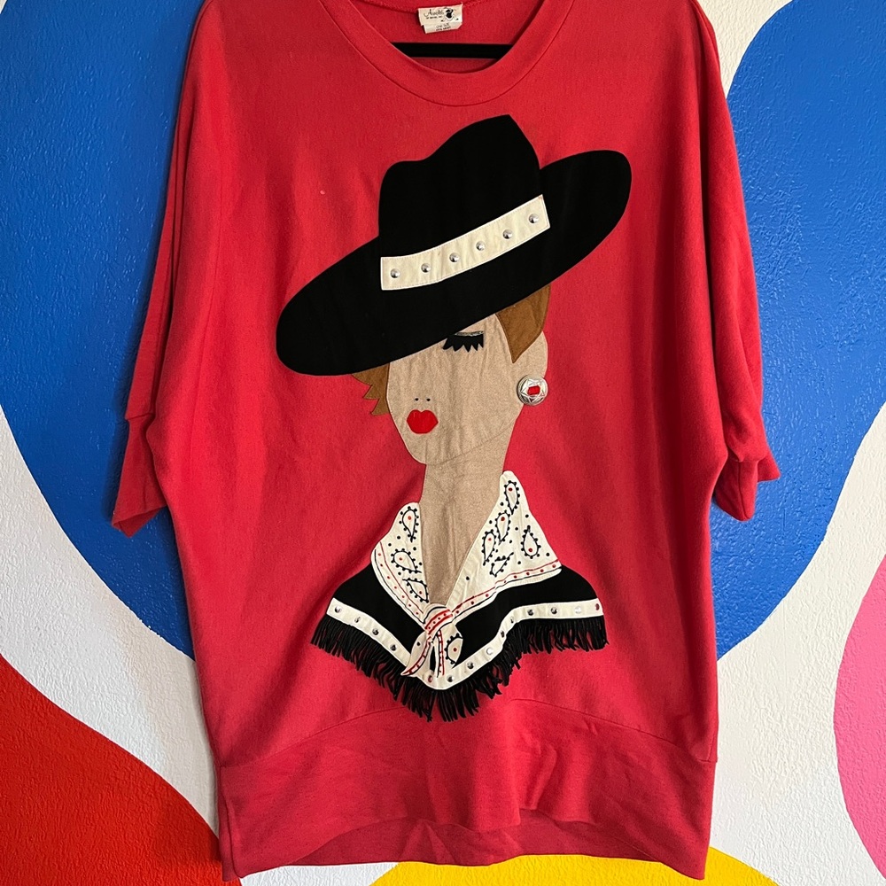 Vintage Fancy Cowgirl batwing tunic